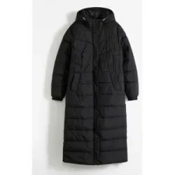 bonprix Langer Stepp-Mantel mit Kapuzeschwarz 40Damen