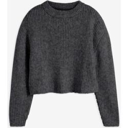 bonprix Grobstrick-Pullover aus weichem Woll-Mixgrau 32Damen