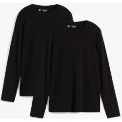 bonprix Slim-Fit Shirt mit reiner Bio-Baumwolle (2er Pack)schwarz 52Damen