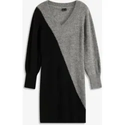 bonprix Strickkleid in zweifarbiger Optikschwarz 44Damen