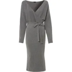 bonprix Strickkleid aus fließendem Viskose-Mixgrau 48Damen