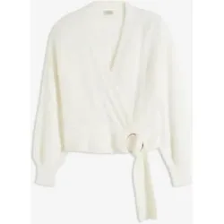 bonprix Wickelpullover mit dekorativer Schnalle, V-Ausschnitt, schmale Passform