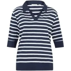 bonprix Poloshirt 2 Stk. Oversize Passform, mit Halbarm, gestreiftes Design