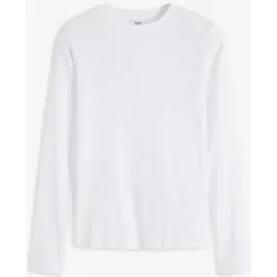 bonprix Geripptes Langarmshirt aus reiner Baumwolleweiß 56Damen