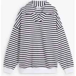 bonprix Oversize-Sweatshirt mit V-Ausschnitt und Polokragenweiß 48Damen
