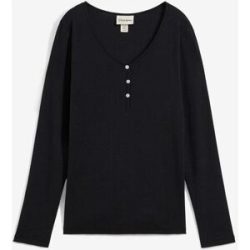 bonprix Langarmshirt 1 schmale Passform, Langarm, mit kurzer Knopfleiste im Henley-Stil