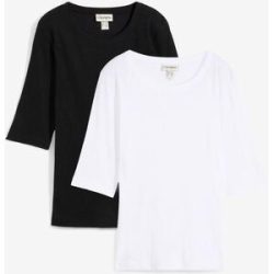 bonprix T-Shirt Packung, 2er, aus Baumwoll-Elasthan-Mix, schmale Passform, Halbarm-Design