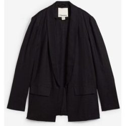 bonprix Weit geschnittener Blazer aus Leinen-Viskose-Mixschwarz 44Damen