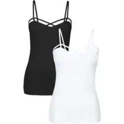 bonprix Top 2er-Pack aus Baumwoll-Mixschwarz 44Damen