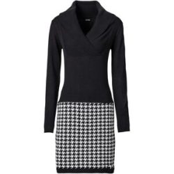 bonprix Strickkleid aus Polyacryl, figurbetonte Passform, gemustertes Rockteil