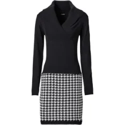 bonprix Strickkleid aus Polyacryl, figurbetonte Passform, gemustertes Rockteil