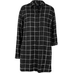 bonprix Karierte Longbluse mit Taschenschwarz 38Damen