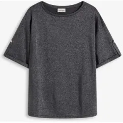 bonprix Glitzer Viskose-Shirt mit Glanzdruckgrau 44Damen