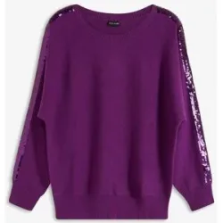 bonprix Feinstrickpullover mit Paillettenlila 52Damen