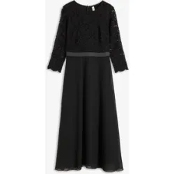 bonprix Midikleid aus leichtem Chiffon mit Spitzen-Oberteilschwarz 32Damen
