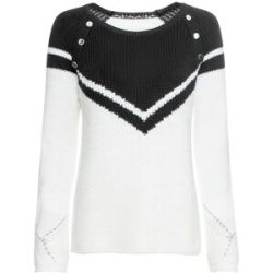 bonprix Strickpullover mit Knopfverzierung, lockere Passform, Raglanärmel, 2-farbig