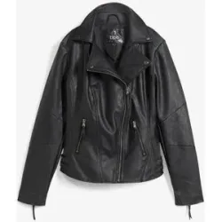 bonprix Lederimitatjacke im Bikerstil, taillierte Passform, mit Kragen und Revers