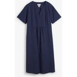 bonprix Tunika-Kleid mit Taschen aus Leinen-Baumwoll-Mixblau 52Damen