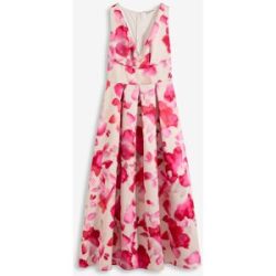bonprix Maxikleid ausgestellte Passform, glänzender Satin mit floralem Print, ärmellos