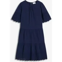 bonprix Kleid aus Musselin mit Lochstickereiblau 36Damen