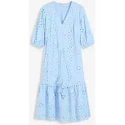 bonprix Midikleid mit V-Ausschnitt, ausgestellte Passform, aus Baumwolle
