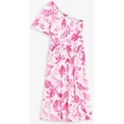 bonprix One-Shoulder-Kleid aus strukturierter Viskoseweiß 46Damen