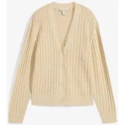 bonprix Ajour-Strickjacke mit Leinenanteilbeige 36Damen
