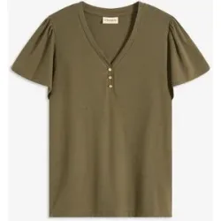bonprix Shirt aus Viskose mit Knöpfengrün 48Damen