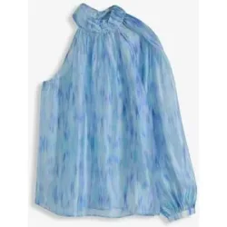 bonprix One-Shoulder Chiffonbluse mit leichter Transparenzblau 34Damen