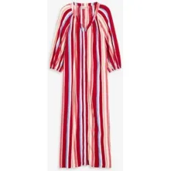 bonprix gestreiftes Kaftan-Kleid aus strukturierter Viskoserot 42Damen