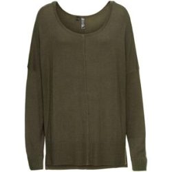 bonprix Strickpullover Viskose-Feinstrick, oversized, Seitenschlitze, hinten länger