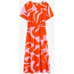 bonprix Midikleid mit modischem graphischem Print, ausgestellter Rock, Halbarm-Design
