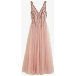 bonprix Maxikleid aus feinem Tüll mit Paillettenstickereirosa 46Damen
