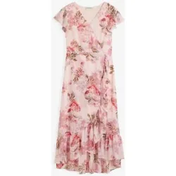 bonprix Chiffonkleid mit Volantsrosa 48Damen
