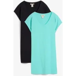 bonprix Shirtkleid Packung, 2 tlg. tlg. für Frühling und Sommer, aus reiner Baumwolle, lockerer Schnitt