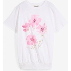 bonprix T-Shirt aus reiner Baumwolle, Ballonform, mit floralem Print, kurzärmelig
