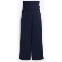 bonprix Umstandshose aus reinem Baumwoll-Musselin, Loose Fitblau 42Damen