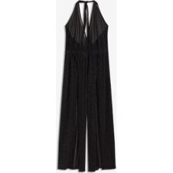 bonprix Glitzernder Strand-Jumpsuit mit Schlitzenschwarz 40Damen