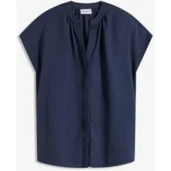 bonprix Kurzarmbluse mit verdeckter Knopfleisteblau 36Damen