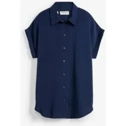 bonprix Kurzarmbluse mit recyceltem Polyesterblau 48Damen
