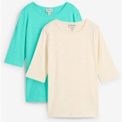 bonprix T-Shirt aus reiner Bio-Baumwolle, (2er Pack)grün 44Damen