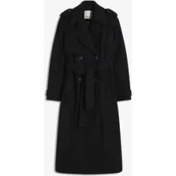 bonprix Trenchcoat in Wolloptikschwarz 44Damen