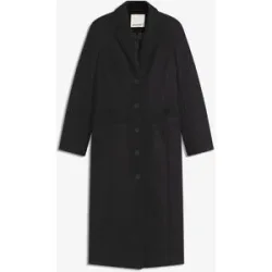 bonprix Langer Mantel in Wolloptikschwarz 38Damen