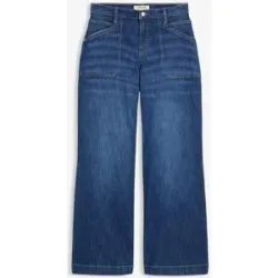 bonprix Wide-Leg-Jeans Mid Waist mit aufgesetzten Taschenblau 52Damen