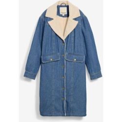bonprix Denim-Wintermantel, warm gefüttert mit Teddyblau 46Damen