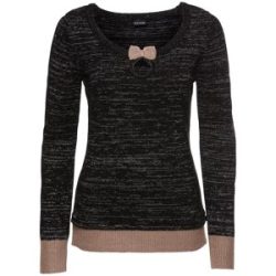 bonprix Strickpullover mit metallisierten Fasern, mit Cut-Out und dekorativer Schleife