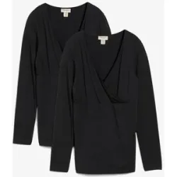 bonprix 2-in-1 Umstandsshirts und Stillshirts aus Bio-Baumwolle (2er Pack)schwarz 40Damen