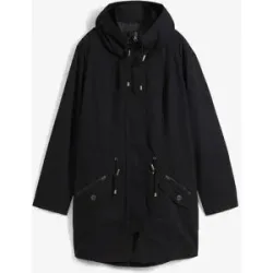 bonprix Baumwoll-Kurzparka mit Stehkragen, talliertschwarz 38Damen
