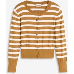 bonprix Feinstrick-Cardigan mit Streifenbraun 52Damen