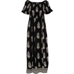 bonprix Carmen-Kleid aus fließender Viskoseschwarz 44Damen
